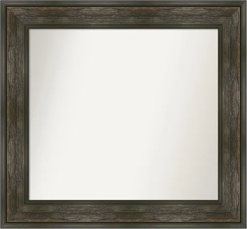 Vista 330 de Amanti Art Espejo de baño marrón para sobre fregadero, 26 x 26 pulgadas, espejo de tocador cuadrado marrón rústico Alexandria, marco de madera