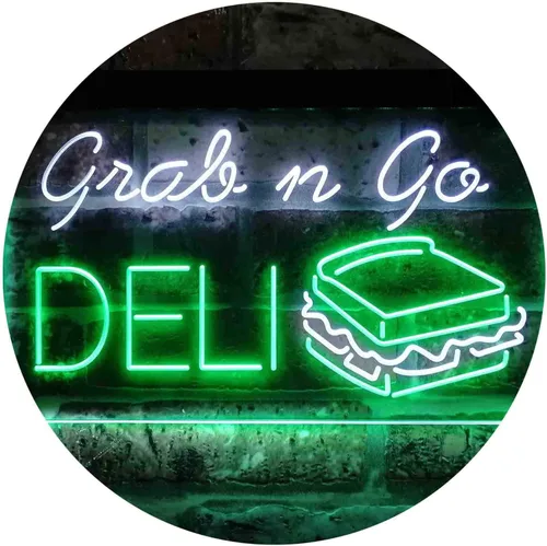 Vista 19 de ADVPRO Grab n Go Deli Café - Letrero de neón LED de doble color, azul y rojo, 24 x 16 pulgadas st6s64-i3835-br