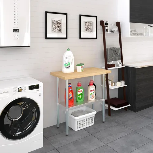 Vista 8 de AmGood Mesa de trabajo superior de madera de arce con estante inferior ajustable (36 pulgadas de largo x 18 pulgadas de profundidad)