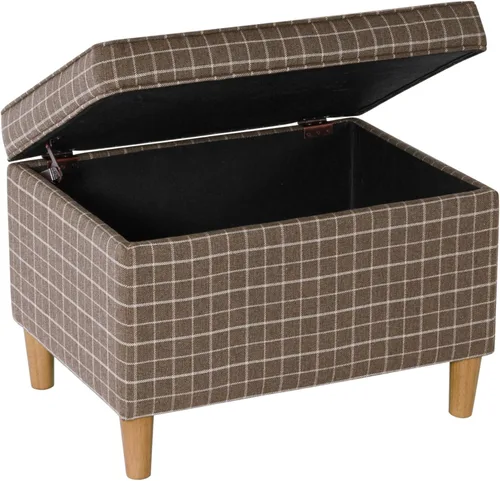 Vista 107 de Spatial Order Decoración del hogar Otomana tapizada mediana rectangular de almacenamiento Otomana con tapa con bisagras con almacenamiento