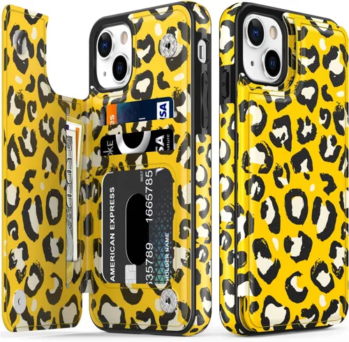 Vista 795 de LETO para iPhone 15 Pro Funda tipo cartera - Tapa tipo folio con patada - Diseños de moda - Tarjetero - Funda protectora para mujeres y niñas - 6.1