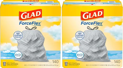 Vista 10 de Glad ForceFlex - Bolsas de basura altas para cocina, 13 galones, limpieza fresca, 140 unidades (el paquete puede variar)