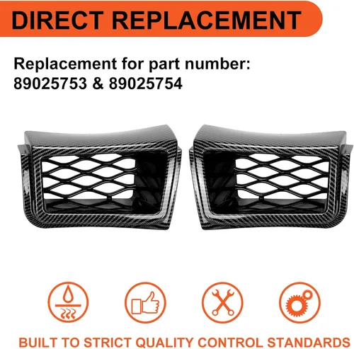 Vista 3 de ECOTRIC Juego de conductos de aire de calibrador de parachoques compatible con Chevrolet Silverado 1500 2003-2007, par de estilo fibra de carbono