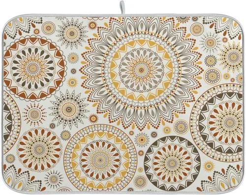 Vista 10 de Alfombrilla de secado de platos con flores botánicas y mariposas para encimera de cocina, absorbente, almohadilla de secado de microfibra, mediana