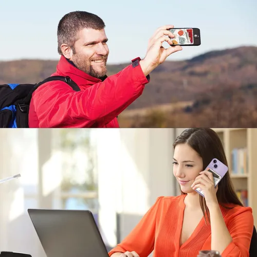 Vista 5 de Cartera de cuero para teléfono adhesiva, soporte para tarjetas para estuche de teléfono, billetera con adhesivo para tarjetas de crédito, adecuada