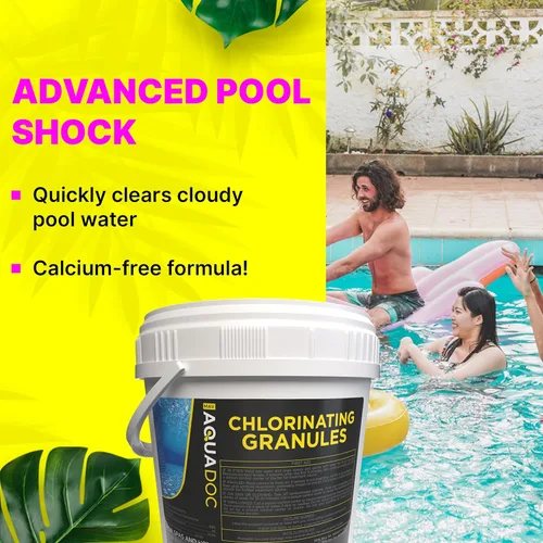 Vista 2 de MAV AquaDoc Pool Shock - Tratamiento de choque de cloro oxidante de acción súper rápida para piscinas enterradas y sobre el suelo, gránulos blancos