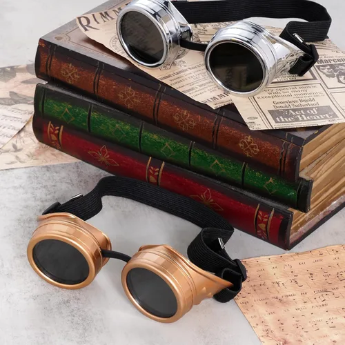 Vista 4 de Fengek 3 gafas steampunk de Halloween para mujer, gafas vintage steampunk, gafas retro victorianas Cyberpunk, accesorios de cosplay para Halloween