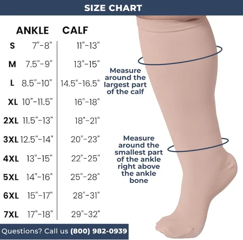 Vista 6 de Hecho en EUA - Calcetines de compresión a la rodilla, punta cerrada media de soporte 20-30mmHg