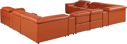 Vista 46 de BlackJack Furniture Venice - Sofá modular de cuero italiano de grano superior de 5 piezas con 3 reclinables eléctricos, reposacabezas ajustable