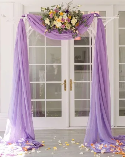 Vista 24 de Tela para arco de boda, azul marino, 20 pies, 2 paneles de tela de gasa, arcos de boda para ceremonia, cortinas de techo, arcos de boda, arco