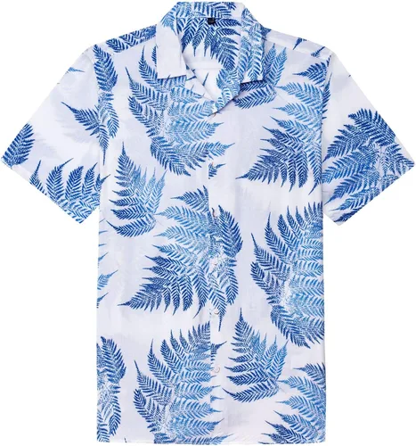 Vista 9 de Alimens & Gentle - Camisa de algodón estilo hawaiano para hombre, casual, de manga corta, ajuste regular 1609 rojo