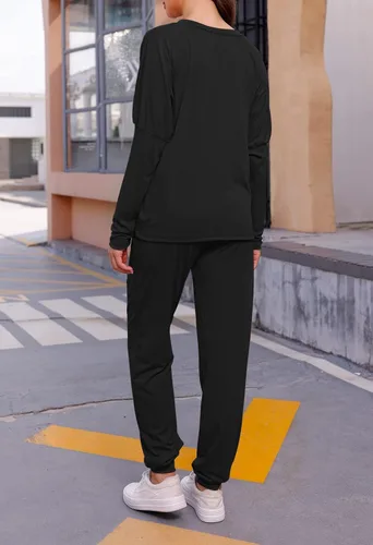 Vista 4 de Fixmatti - Conjunto deportivo de 2piezas para mujer de estilo informal, pantalón largo