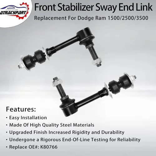 Vista 3 de Enlace estabilizador de barra antirrollido frontal 2 piezas izquierda y derecha 4WD, compatible con Ram 1500 2006-2008, Ram 2500 2006-2009, Ram 3500