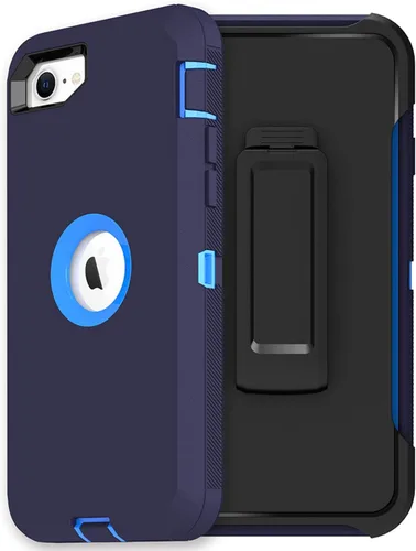 Vista 21 de MXX Funda diseñada para iPhone SE 2020/SE 2022, funda protectora resistente con protector de pantalla [3 capas] cubierta de protección de goma