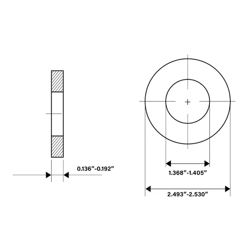 Vista 3 de Arandela plana de 1-1/4" x 2.5" OD, Arandelas de acero inoxidable 18-8 (304) planas, 2 piezas