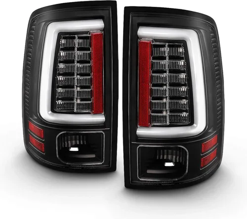 Vista 2 de AKKON - Compatible con Ram 1500 2500 3500 Pickup Lumiled LED tipo C [barra de tubo C] par de repuesto de luces traseras negras izquierda + derecha