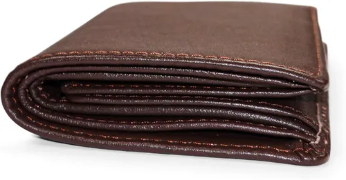 Vista 7 de Cartera de piel de vacuno con bloqueo RFID con capa interior de piel de vaca de primera calidad con doble apertura y soporte para ventana