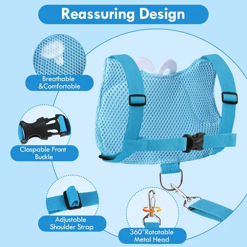 Vista 6 de Lehoo Castle Correa para niños pequeños para caminar, correas de bebé para niños pequeños 3 en 1, arnés para niños con correa, correa de seguridad