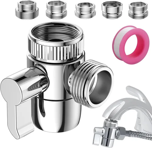 Vista 8 de Válvula de conmutación de ducha de 3 vías de latón de 1/2" con sello, adaptador de válvula conmutadora de ventilación de tres vías para sistema