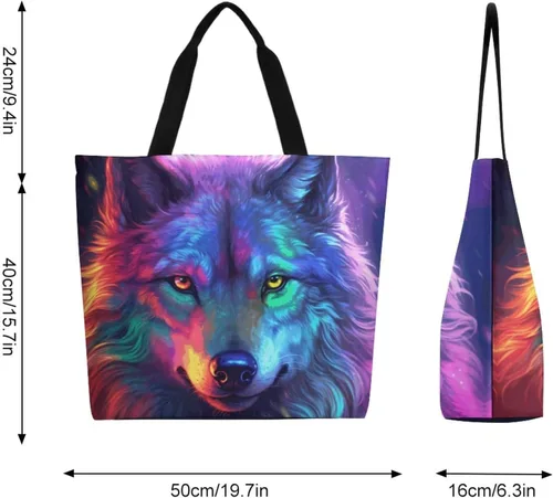 Vista 3 de Canvas Tote Bag Large Women Casual Shoulder Bag Handbag Reusable Beach Shopping Grocery Bag For Outdoors