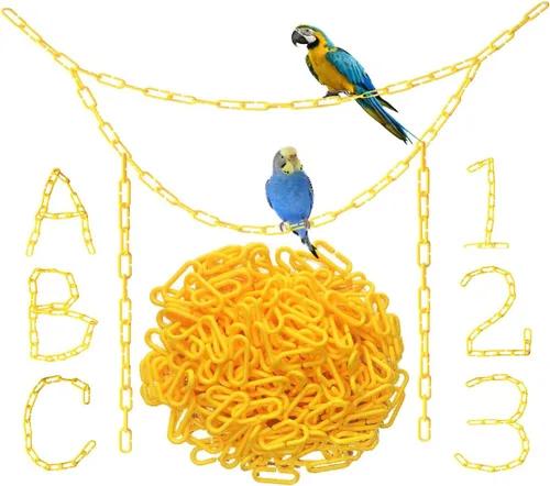 Vista 9 de 200 piezas de eslabones de plástico negro y juguetes - Clip en C entrelazado para jaula de pájaros accesorios para periquitos, planeadores