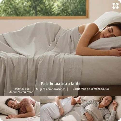 Vista 6 de Bedsure Sábanas de lino, cama tamaño Queen, mezcla de sábanas de lino y algodón, sábanas de algodón transpirable, regalos para todas las estaciones