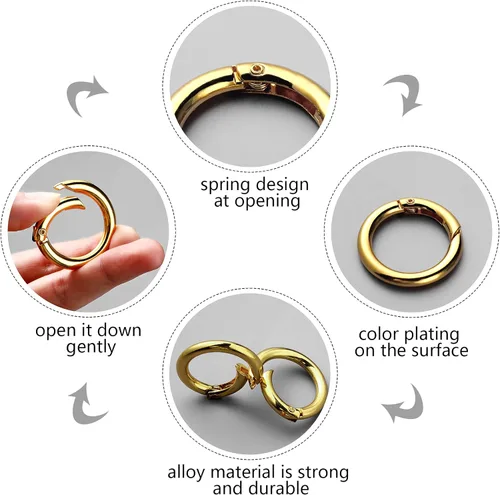Vista 2 de Ferraycle 18 piezas de anillos de resorte de aleación, clips redondos, gatillo circular, anillo O de resorte de 1.378 in, anillos de cierre