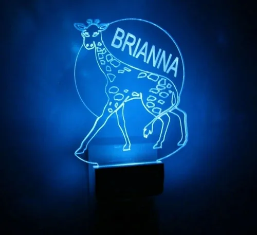 Vista 2 de Luz nocturna de jirafa con diseño de animales, multicolor, con enchufe LED, ultra delgada, suave al tacto, con sensor inteligente de atardecer a