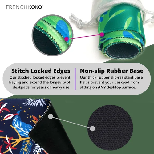 Vista 8 de French KOKO Alfombrilla de escritorio grande para mouse de 15 x 30 pulgadas, protector de escritorio floral extendido para teclado y mouse Llámame