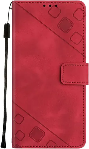 Vista 10 de Flip Case for Xiaomi 12 Ultra/12S Ultra,Skin Feeling Embossed Solid Color Premium Leather Wallet Case with Hand Strap