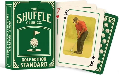 Vista 4 de Naipes de golf – Baraja de golf vintage ilustrada a mano Tarjetas de póquer y blackjack temáticas de golf Regalo premium para golfistas