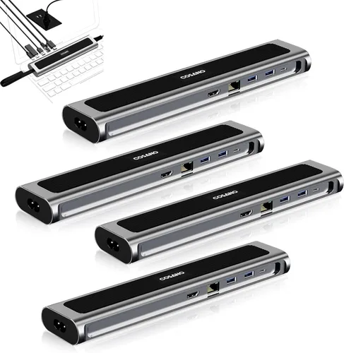 Vista 7 de Estación de acoplamiento para laptop, estación de carga universal todo en uno de carga rápida de 100 W con doble USB-C USB-A Hub 4K HDMI Ethernet
