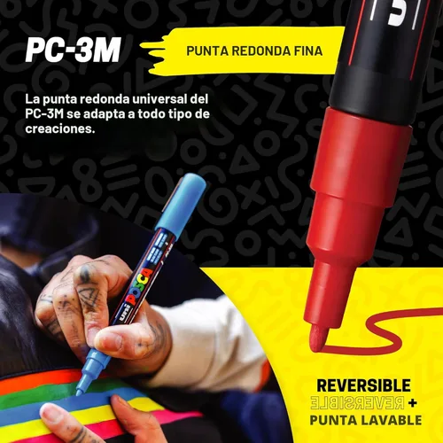Vista 3 de Uni-Posca - Rotulador de pintura - punta fina - Juego de 15 (PC-3M15C)