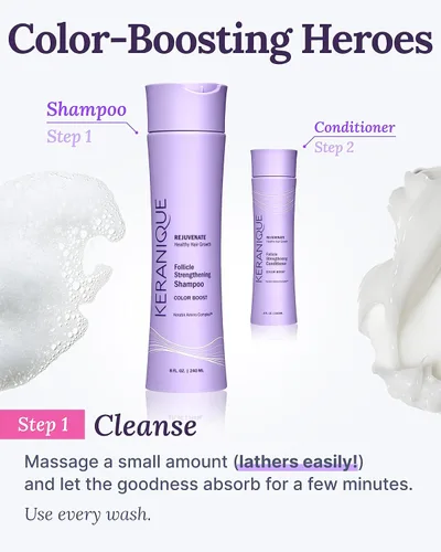 Vista 7 de Keranique Color Boost Scalp Champú de queratina revitalizante para cabello teñido Tratamiento capilar de queratina Complejo de queratina