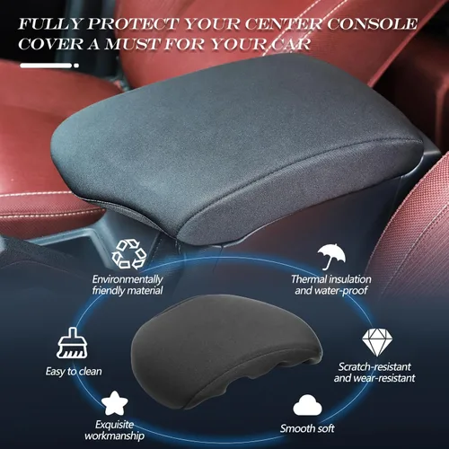 Vista 2 de Funda de consola central de alta calidad compatible con Toyota Hilux 2015 2016 2017 2018 2019 2020 2021 Protector de cojín para reposabrazos de coche