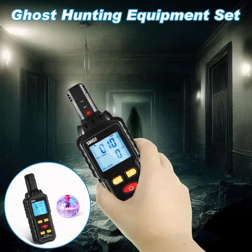 Vista 5 de Kit de equipo de caza fantasma, medidor Emf con 2 bolas de gato iluminadas de movimiento, equipo paranormal Emf, detector de medidor de fantasma
