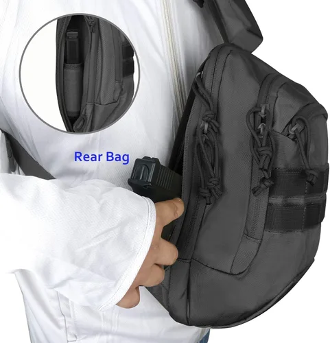 Vista 5 de Mochila táctica para el pecho de la honda EDC Mochila universal Dual Holster CCW Bolsas compactas Mochila de transporte oculta