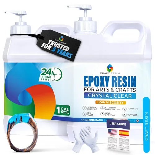 Vista 10 de Kit de Resina para Manualidades 2 Galones de Resina Epoxy Transparente con Bombas - Apto para Alimentos y Resistente a los Rayos UV para Arte DIY