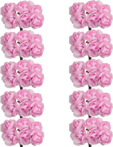 Vista 14 de CCINEE 144 mini flores de papel, papel de morera de 1.2 pulgadas, flor artificial con tallo para manualidades, proyectos de manualidades, álbumes