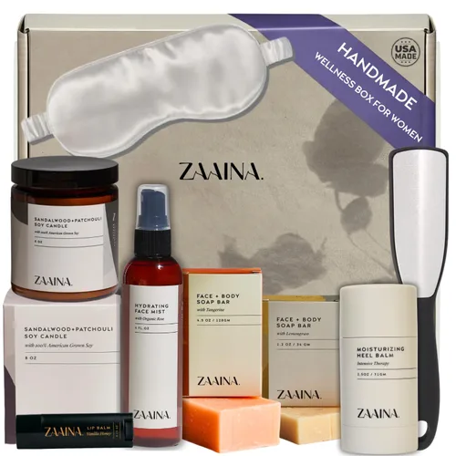 Vista 8 de ZAAINA Caja de spa de bienestar, regalos de spa relajantes para ella, cesta de regalo para el día de la madre para mamá, kit de cuidado personal