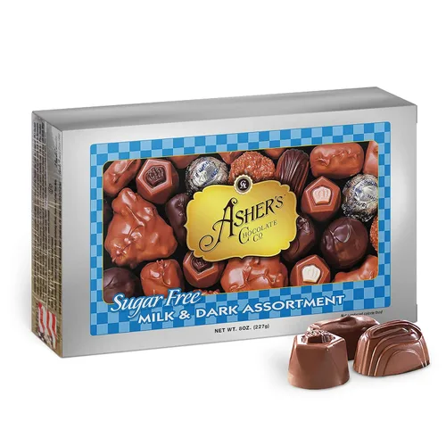 Asher's Chocolates, Caramelos de chocolate sin azúcar, surtido de leche y chocolate negro, pequeños lotes de chocolate Kosher, propiedad familiar