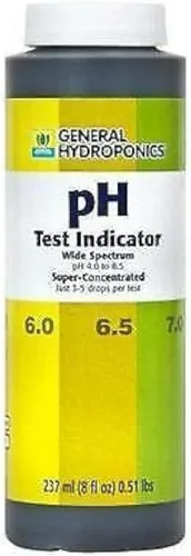 General Hydroponics Indicador de prueba de pH de 8 onzas - arriba abajo amplio espectro