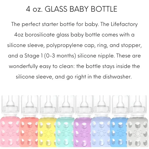 Vista 3 de Lifefactory Biberón de vidrio sin BPA Funda protectora de silicona Paquete de 2 de 4 onzas Manta