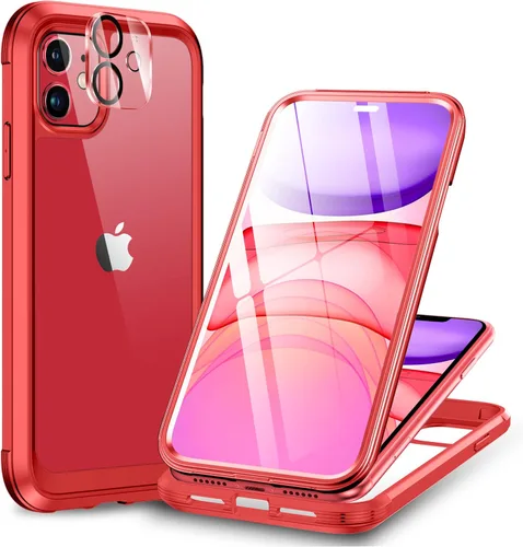 Vista 57 de Miracase Funda magnética para iPhone 14 de 6.1 pulgadas, protector de pantalla de vidrio templado integrado + protector de lente, compatible