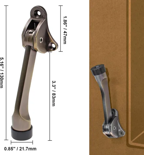 Vista 4 de 2 topes de puerta de 4 pulgadas, tope de puerta resistente con punta de goma antideslizante para suelos alfombrados de madera, hormigón, baldosas