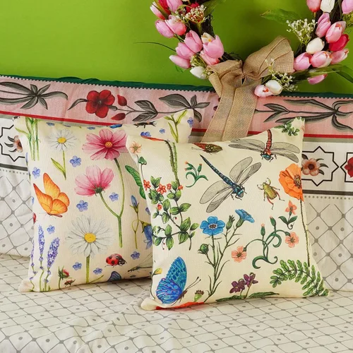 Vista 6 de ONWAY Juego de 4 fundas de almohada impermeables para exteriores de primavera y verano de 16 x 16 pulgadas, juego de 4 fundas de cojín decorativas