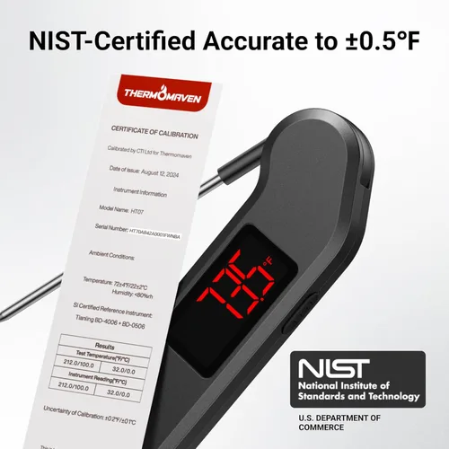 Vista 3 de Termómetro digital profesional para carne, lectura instantánea de 1 segundo, precisión de ± 0.5 ℉, termómetro de alimentos certificado NIST y NSF