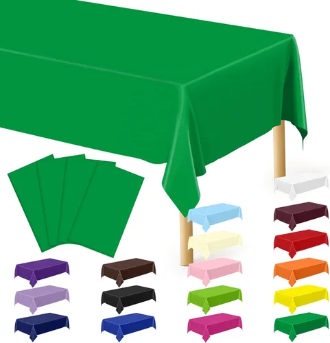 Vista 109 de QZYL 4 manteles de picnic con fundas de banco, manteles de plástico negro, 54 x 108 pulgadas, fundas rectangulares desechables impermeables