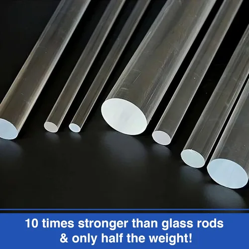 Vista 4 de Duco - Varillas de acrílico transparente de 3/4 pulgadas hechas en Estados Unidos, paquete de 8 varillas de plástico de 3 pulgadas