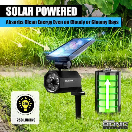 Vista 2 de Bell+Howell Bionic - Foco LED solar con sensor de movimiento de 25 pies, resistente al agua, resistente a las heladas, iluminación exterior como se